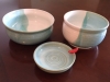 3 half dipped bowls